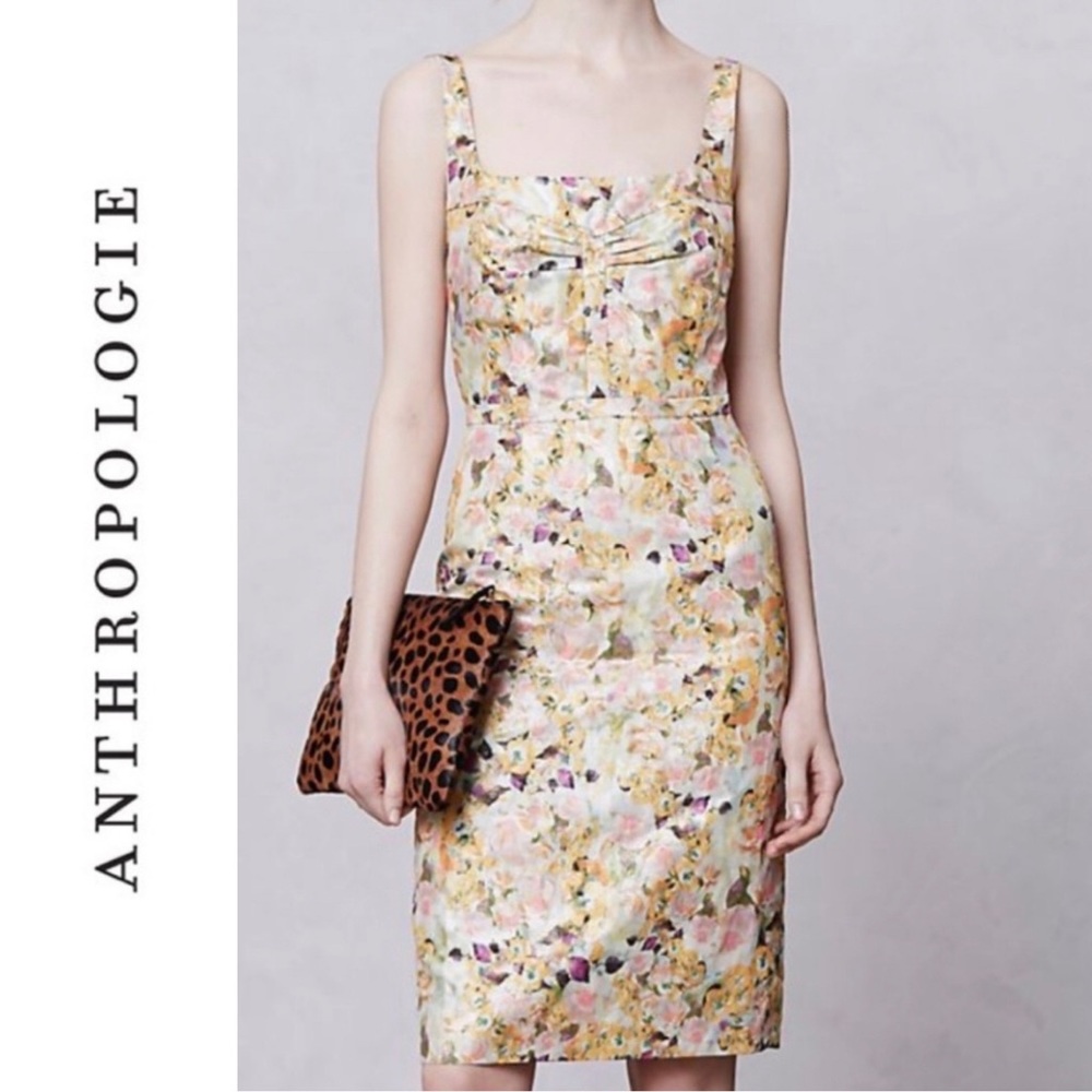 Anthropologie Leifsdottir Aurelian
Brocade Dress Yellow Metallic Floral SIZE 2
